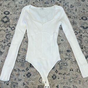 White sweater body suit